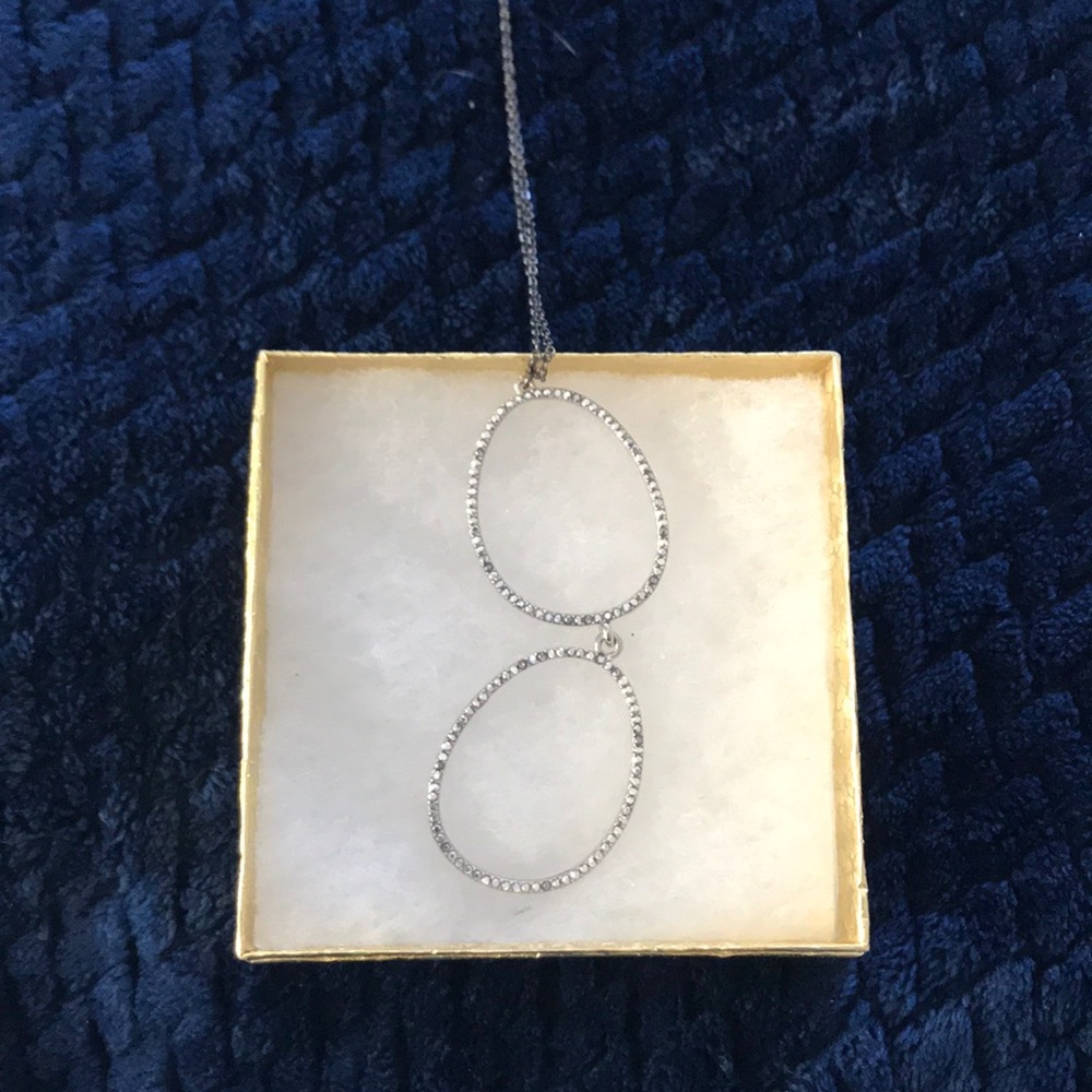 Silver rhinestone long necklace